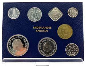 Netherlands Antilles, Dutch Administration, Juliana, Official Annual Mint Set 1980 (7) in original packaging, KM MS3, UNC