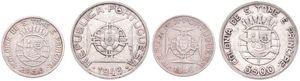 Saint Thomas & Prince, Portuguese Colony, 2-1/2 & 5 Escudos Silver 1948, National arms, KM 5/6, VF