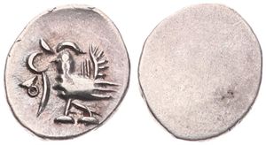 Cambodia, Kingdom, Norodom I, Uniface 1/8 Tical (1 Fuang) Billon ND (1847), Hamza bird left, KM 32.1, UNC