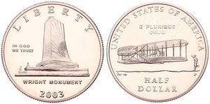 United States of America, Republic, 1/2 Dollar Copper-Nickel 2003P, First Flight Centennial, KM 348, PROOF 