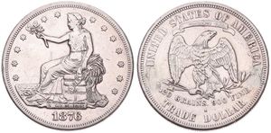 United States of America, Republic, 1 Trade Dollar Silver 1876S, Seated Liberty, KM 108, VF (traces of mounting !)
