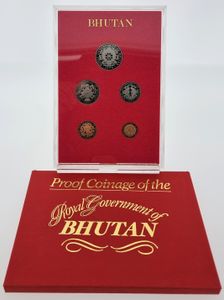 Bhutan, Kingdom, Jigme Singye Wangchuk, Official Annual Proof Set 1979 (5) in original packaging, KM PS6, PROOF