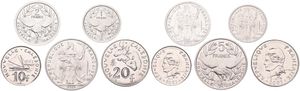 New Caledonia, French Overseas Territory, 1, 2, 5, 10 & 20 Francs 2003, Various designs, KM div, UNC