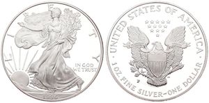 United States of America, Republic, 1 Dollar Silver 1996P, American Eagle - Liberty walking left, KM 273, SCARCE, PROOF
