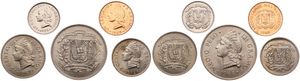Dominican Republic, Republic, 1, 5, 10, 25 Centavos & 1/2 Peso 1967-1975, Head of Native Princess left, KM div, UNC