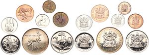 South Africa, Republic, 1/2, 1, 2, 5, 10, 20, 50 Cents & 1 Rand 1972, Various designs, KM div, PROOF