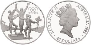Australia, British Colony, Elizabeth II, 20 Dollars Silver 1993, Olympics - Track Winners, KM 218, PROOF