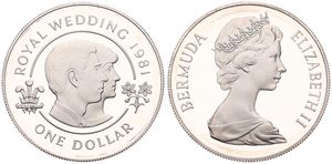 Bermuda, British Colony, Elizabeth II, 1 Dollar Silver 1981, Wedding of Prince Charles and Lady Diana, KM 28a, PROOF