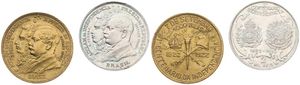 Brazil, Republic, 1000 Reis Aluminum-Bronze 1922 & 2000 Reis Silver 1922, Independence Centennial, KM 522/523, A.UNC