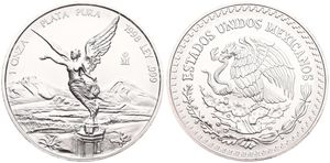 Mexico, Estados Unidos, 1 Onza Silver 1998, Winged Victory, KM 613, SCARCE DATE, UNC