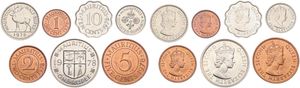 Mauritius, Commonwealth, Elizabeth II, 1, 2, 5, 10 Cents & 1/4, 1/2, 1 Rupee 1978, Various designs, KM 31/37, UNC