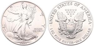 United States of America, Republic, 1 Dollar Silver 1990, American Eagle - Liberty walking left, KM 273, UNC