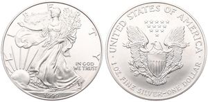 United States of America, Republic, 1 Dollar Silver 1999, American Eagle - Liberty walking left, KM 273, UNC