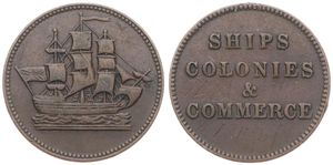 Canada, Prince Edward Islands, Province, 1/2 Penny Copper ND (1835), Merchant token with Sailing ship right, KM NL, VF