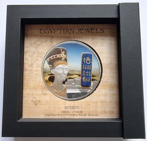 Fiji, Republic, Big Size 50 Dollars Silver 2012, Multicolor Nefertiti head, KM 229, PROOF