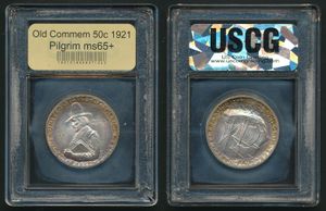 United States of America, Republic, 1/2 Dollar Silver 1921, Pilgrim Tercentenary, KM 147.2, USCG Graded MS-65+ 