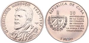 Cuba, Second Republic, 1 Peso Copper-Nickel 1997, Death of Che Guevara, KM 618, UNC