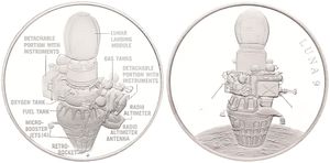 United States of America, Republic, Medal in Silver ND (1988), View on closed Luna 9 / Open Luna 9 with all inside details, PROOF