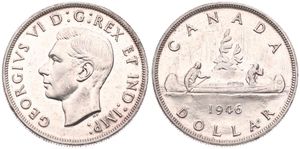 Canada, Confederation, George VI, 1 Dollar Silver 1946, Head left, KM 37, XF