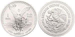 Mexico, Estados Unidos, 1 Onza Silver 1993, Libertad - Winged Victory, KM 494.4, UNC