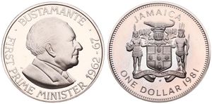 Jamaica, British Colony, Elizabeth II, 1 Dollar Copper-Nickel 1981, Bust of Bustamente right, KM 84.1, PROOF
