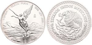 Mexico, Estados Unidos, 1 Onza Silver 1996, Winged Victory, KM 613, UNC