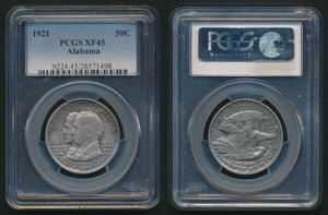 United States of America, Republic, 1/2 Dollar Silver 1921, Alabama Centennial, KM 148.2, PCGS Graded XF-45 
