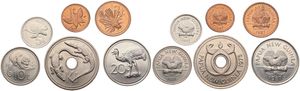 Papua New Guinea, Constitutional Monarchy, 1, 2, 5, 10, 20 Toea & 1 Kina 1975-1987, Various animal designs, KM 1/6, UNC