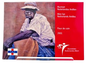 Netherlands Antilles, Dutch Administration, Beatrix, Official Annual Mint Set 2001 (8) in original packaging, KM MS22, UNC