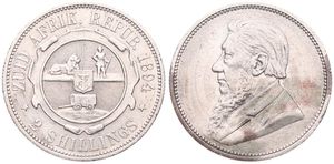 South Africa, Republik, 2 Shillings Silver 1894, Bust of Paul Kruger left, KM 6, SCARCE DATE, VF