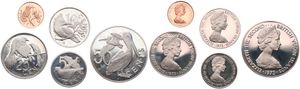British Virgin Islands, Colony, Elizabeth II, 1, 5, 10, 25 & 50 Cents 1973, Various bird designs, KM 1/5, PROOF