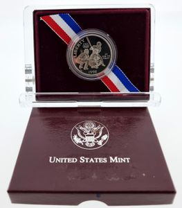United States of America, Republic, 1/2 Dollar Copper-Nickel 1995S, Olympics Atlanta - Baseball Players, KM 262, PROOF in original box