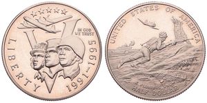 United States of America, Republic, 1/2 Dollar Copper-Nickel 1993P, 50th Anniversary of World War II, KM 243, PROOF