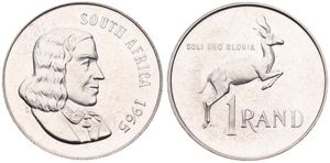 South Africa, Republic, 1 Rand Silver 1965, Bust of Jan van Riebeeck right, KM 71.1 English legend, PROOF