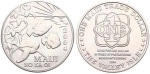 Hawaii, Trade Coinage, 1 Maui Trade Dollar 2004, Birds - Fish - Sea Tortoise & Rising Sun, KM X T7, UNC