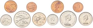 Tuvalu, Constitutional Monarchy within the Commonwealth, Elizabeth II, 1, 2, 5, 10 & 20 Cents 1981-1985, Various animal designs, KM 1/5, UNC
