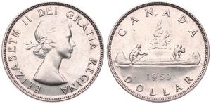 Canada, Confederation, Elizabeth II, 1 Dollar Silver 1953, Laureate bust right, KM 54, XF