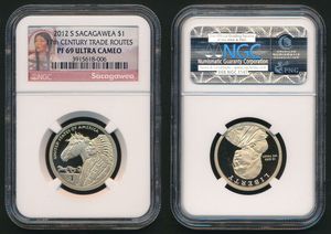 United States of America, Republic, 1 Dollar Aluminum-Bronze 2012S, Native American Dollar - 17th Century Trade Routes, KM 528, NGC Graded PF-69 ULTRA CAMEO