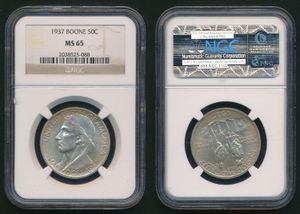 United States of America, Republic, 1/2 Dollar Silver 1937, Daniel Boone Bicentennial, KM 165.2, NGC Graded MS-65