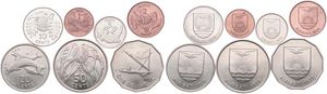 Kiribati, Republic, 1, 2, 5, 10, 20, 50 Cents & 1 Dollar 1979, Various nice designs, KM 1/7, UNC
