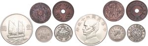 China, Republic, Good lot with 5 different older silver & bronze coins in perfect conditions including scarcer items... 
