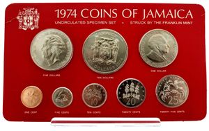 Jamaica, British Colony, Elizabeth II, Official Annual Mint Set 1974 (8) in original packaging, KM MS10, UNC