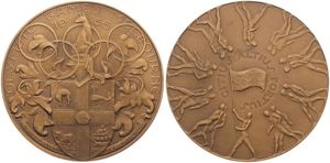 Australia, British Colony, Elizabeth II, Medal in Bronze 1956 by Andor Meszaros, Official Participation Medal from the XVI Summer Olympics in Melbourne, VERY RARE !, UNC