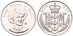 Niue, New Zealand Dependency, 1 Dollar Copper-Nickel 1997, Diana, Princess of Wales, KM 87, UNC