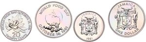 Jamaica, British Colony, Elizabeth II, 20 Cents & 1 Dollar Copper-Nickel 1981, World Food Day, KM 90/91, B.UNC