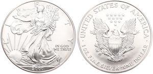 United States of America, Republic, 1 Dollar Silver 2000, American Eagle - Liberty walking left, KM 273, UNC