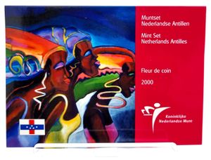 Netherlands Antilles, Dutch Administration, Beatrix, Official Annual Mint Set 2000 (8) in original packaging, KM MS21, UNC