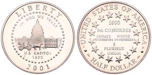 United States of America, Republic, 1/2 Dollar Copper-Nickel 2001P, U.S. Capitol Visitor Center, KM 323, PROOF 