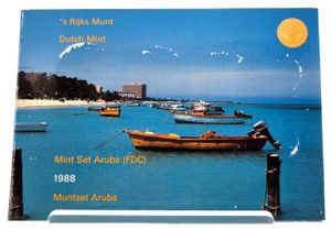 Aruba, Dutch Dependency, Beatrix, Official Annual Mint Set 1988 (6) in original packaging, KM MS3, UNC