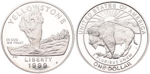 United States of America, Republic, 1 Dollar Silver 1999P, Yellowstone, KM 299, PROOF